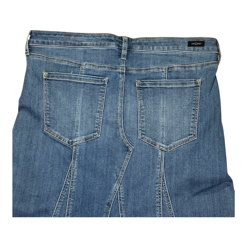 Liverpool Los Angeles Multi Panel Fray Hem Denim Skirt in Darwin Sz: 14 - Picture 9 of 16